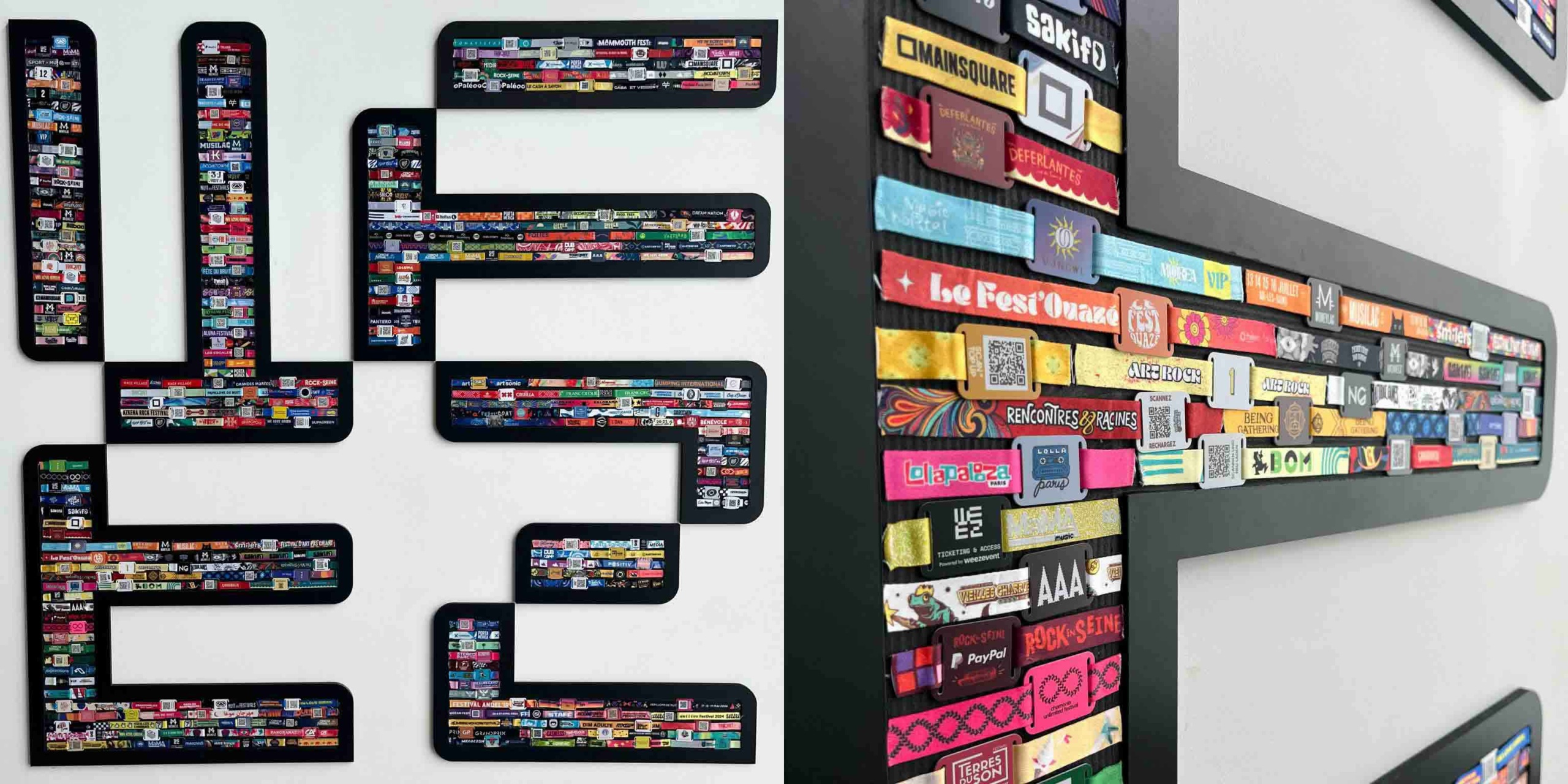 Cette création, réalisée à partir de bracelets cashless récoltés lors de vos événements, forme notre logo chargé de souvenirs et d'histoires.